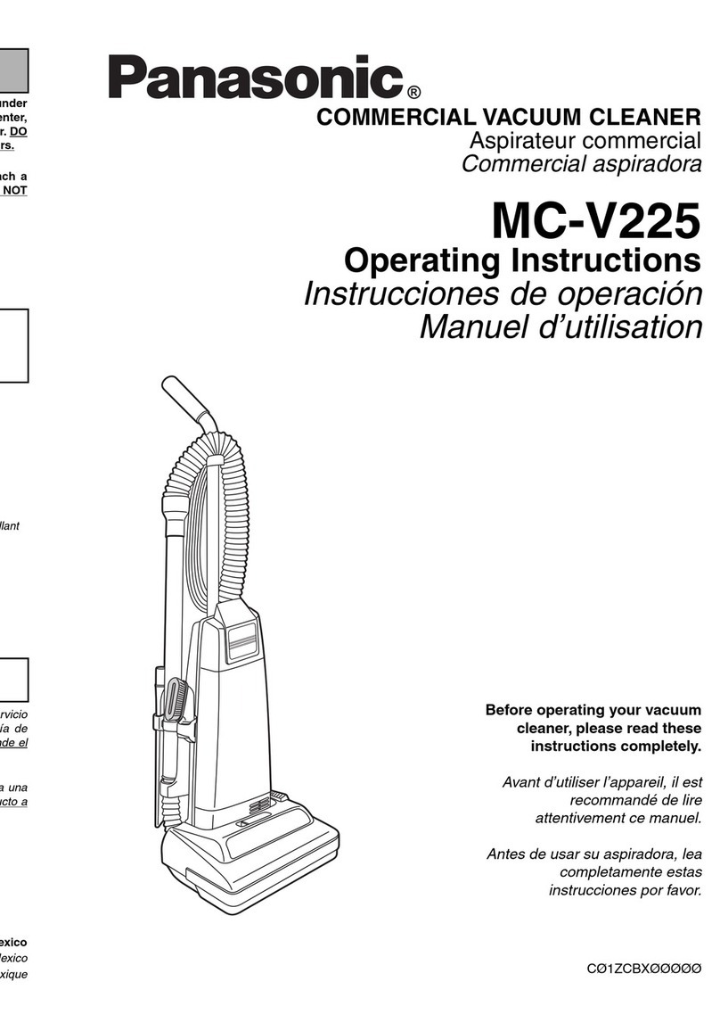 Panasonic MCV225 - COMMERCIAL VACUUM operating instructions