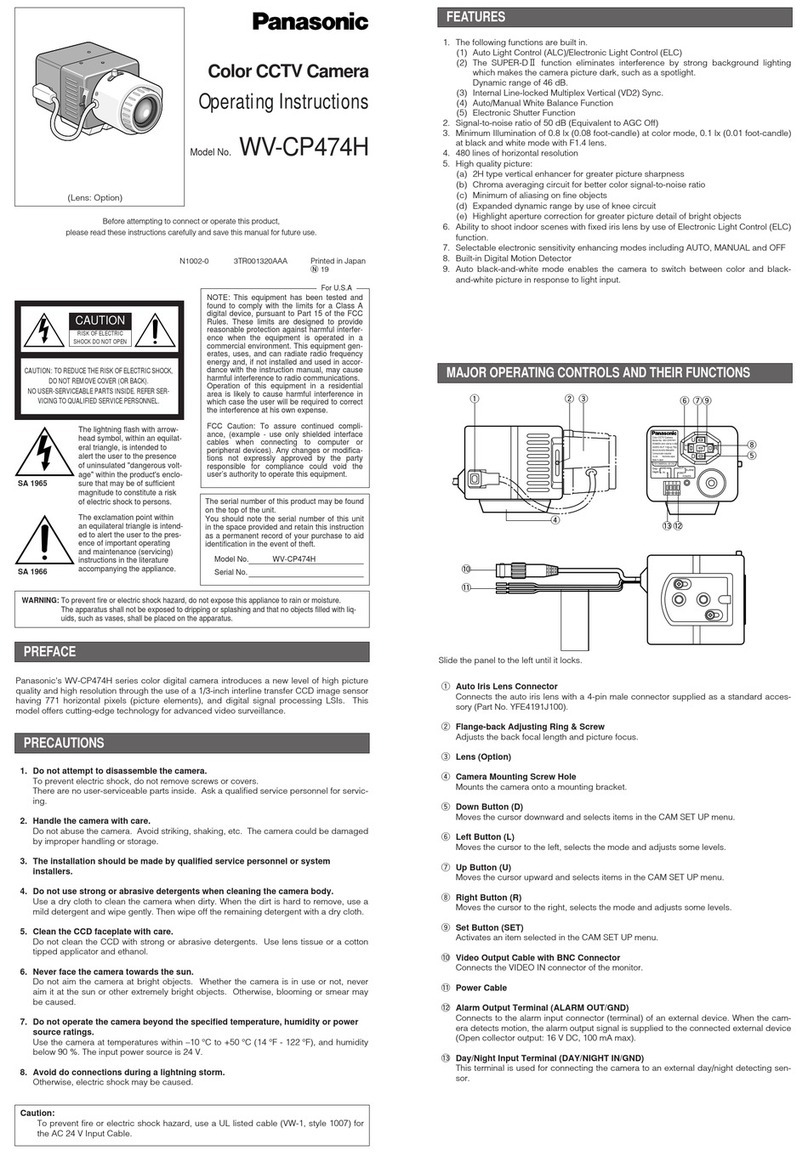 Panasonic WVCP474 - COLOR CCTV CAMERAS operating instructions