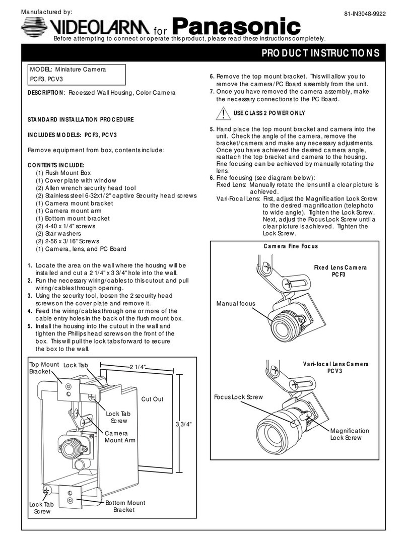 Panasonic VIDEOLARM PCF3 Instruction sheet