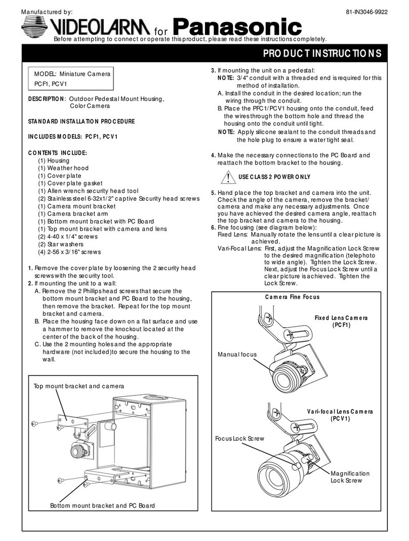 Panasonic VIDEOLARM PCF1 Instruction sheet