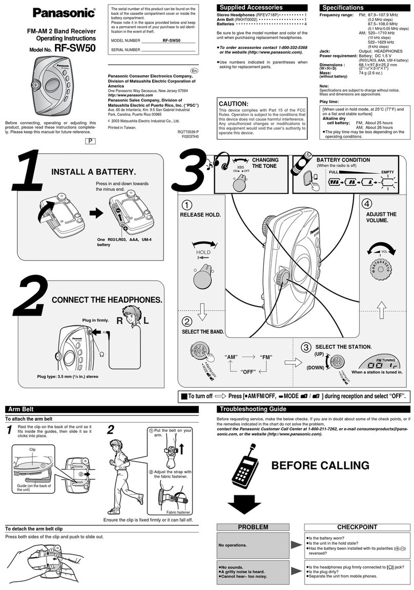 Panasonic RF-SW50 operating instructions