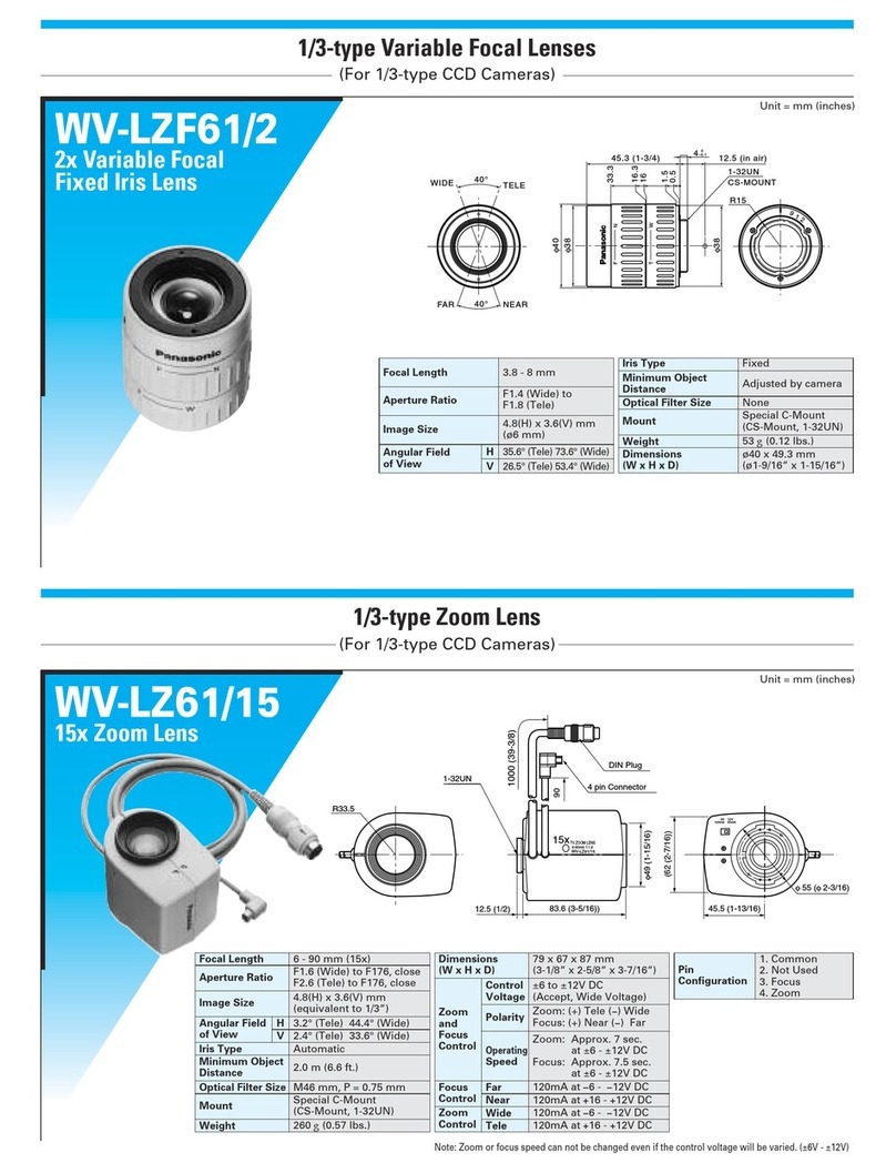 Panasonic WVLZ6115 - ZOOM LENS User manual