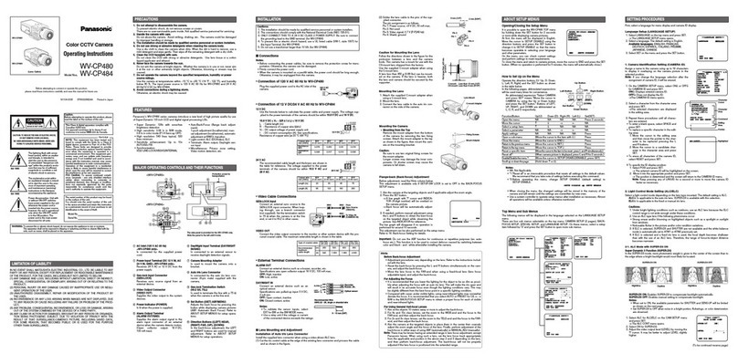 Panasonic Super Dynamic III WV-CP484 User manual