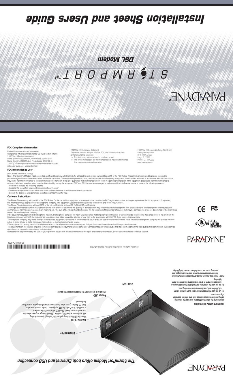 Paradyne StormPort DSL Modem User manual Paradyne StormPort DSL Modem User manual