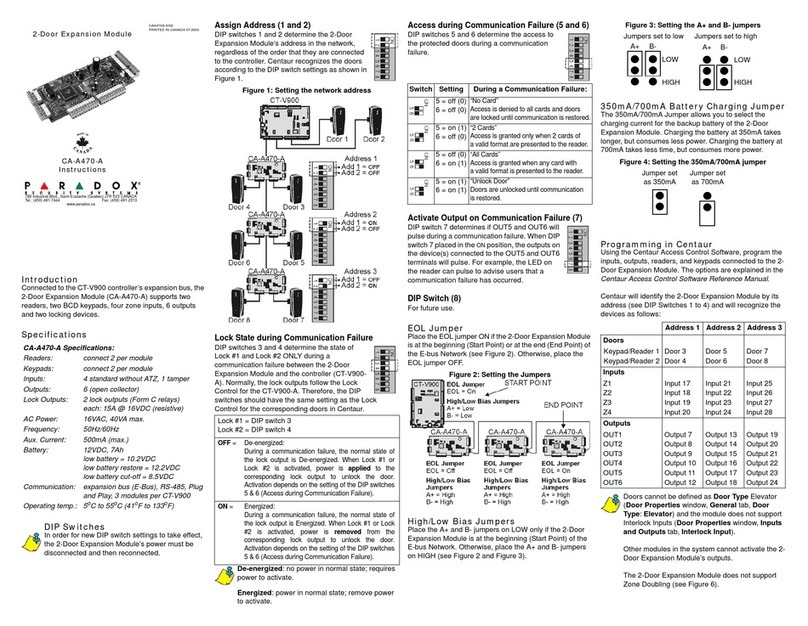 Paradox DIP Switches CAA470A-EI02 instruction manual