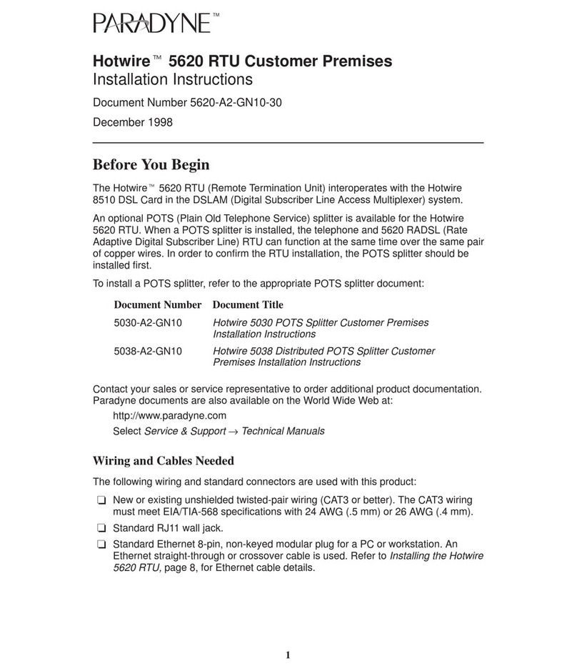 Paradyne Hotwire 5620 RTU User manual Paradyne Hotwire 5620 RTU User manual