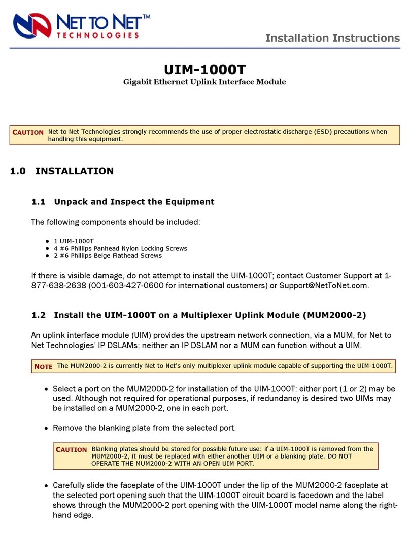 Net to Net Technologies UIM-1000T installation instructions
