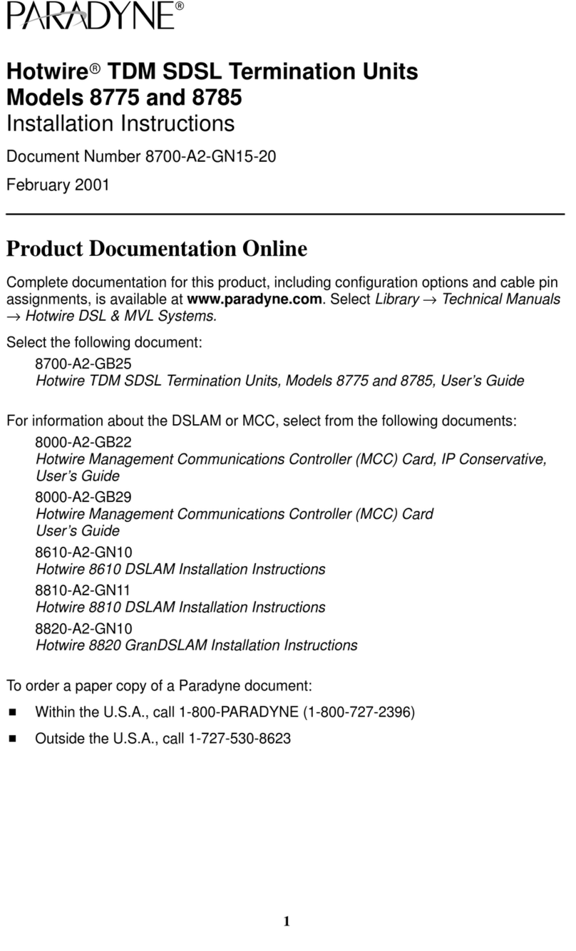 Paradyne Hotwire 8785 installation instructions