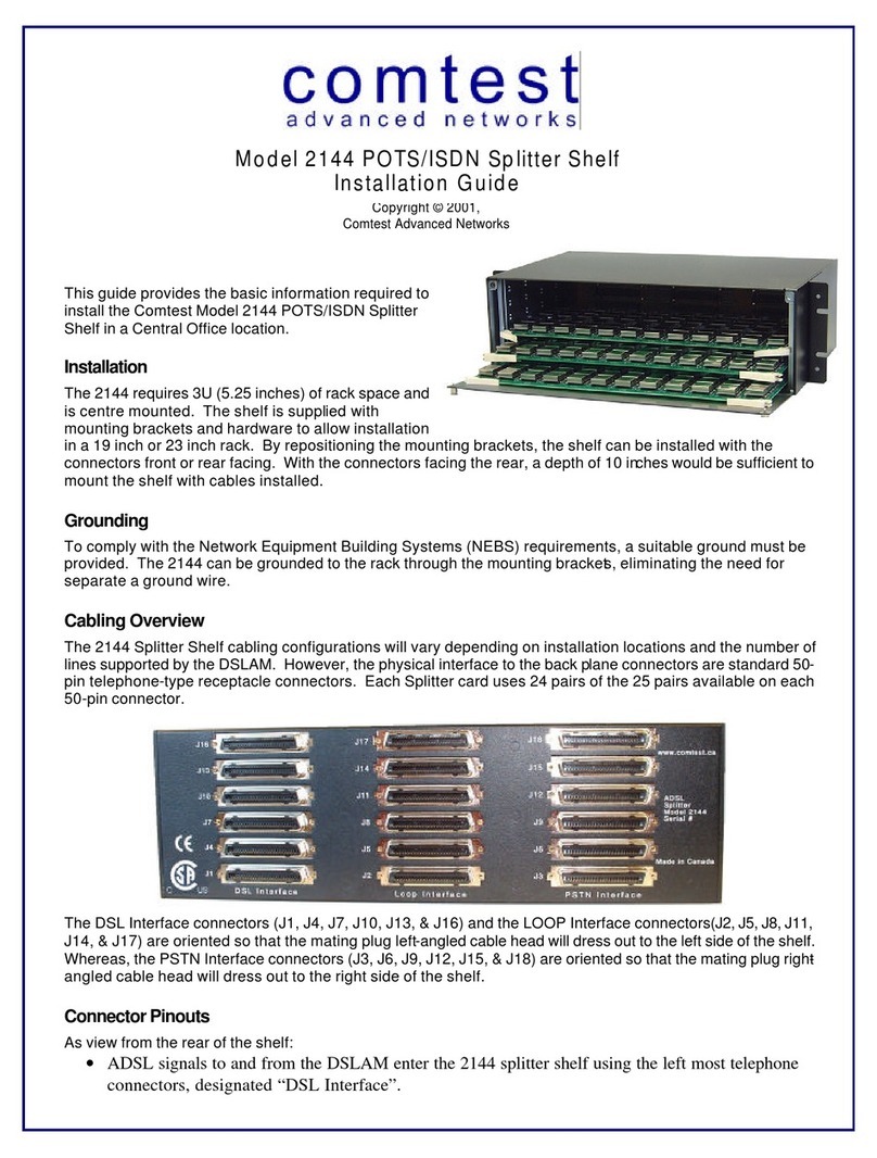Comtest Advanced Networks Splitter Shelf 2144 installation guide