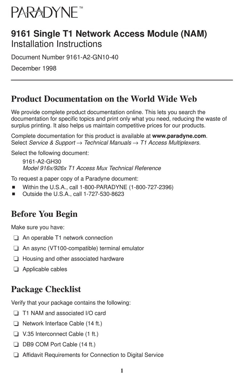 Paradyne Single T1 Network Access Module (NAM)... installation instructions