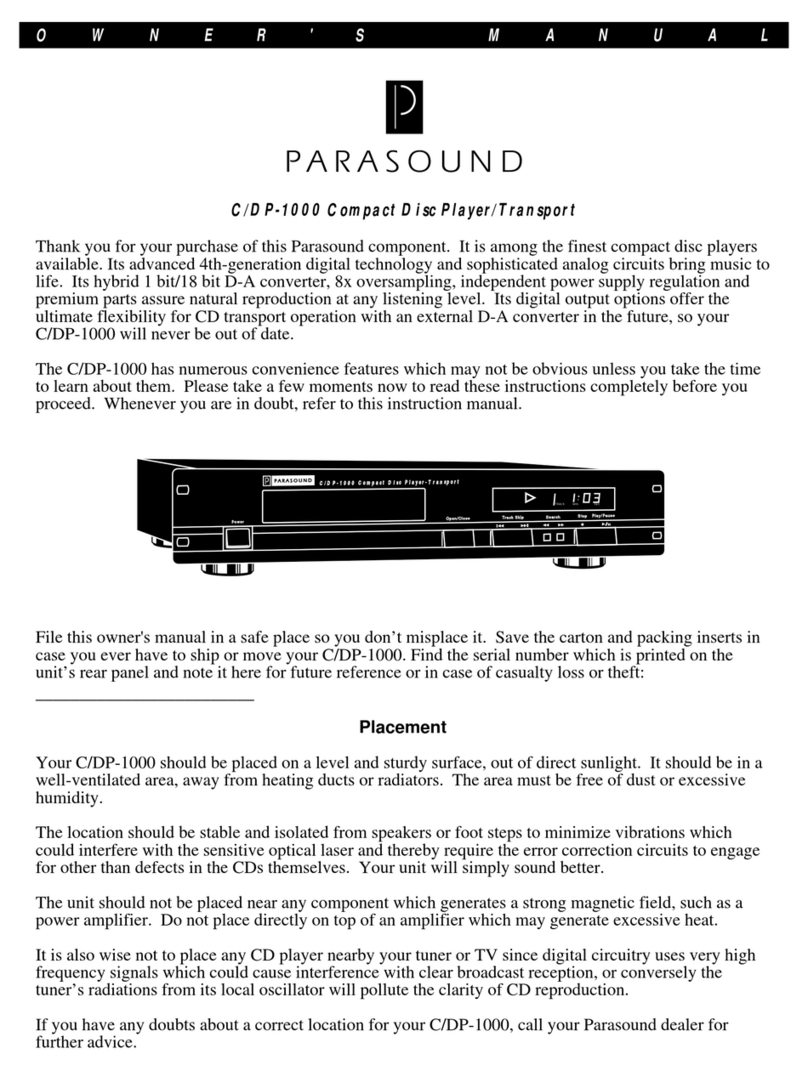 Parasound C/DP-1000 owner's manual