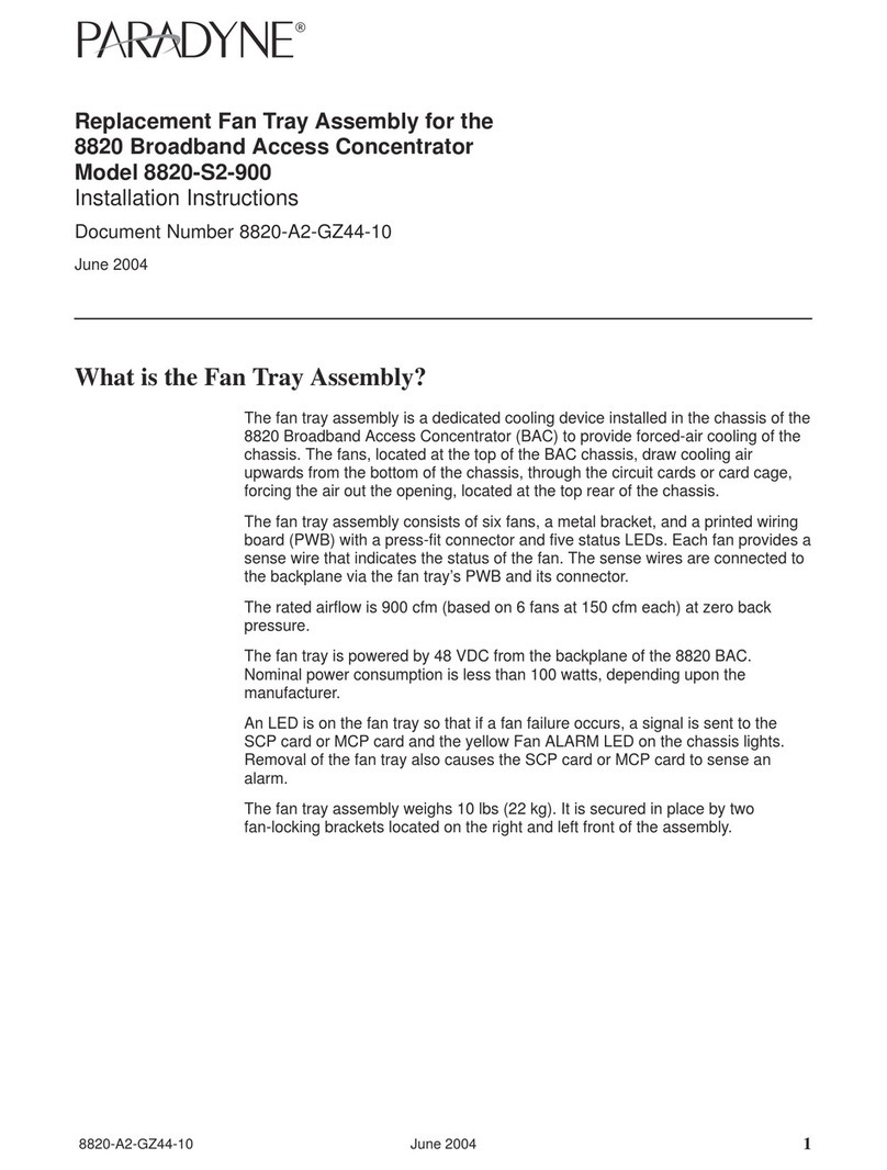 Paradyne Fan Tray 8820-S2-900 installation instructions Paradyne Fan Tray 8820-S2-900 installation instructions