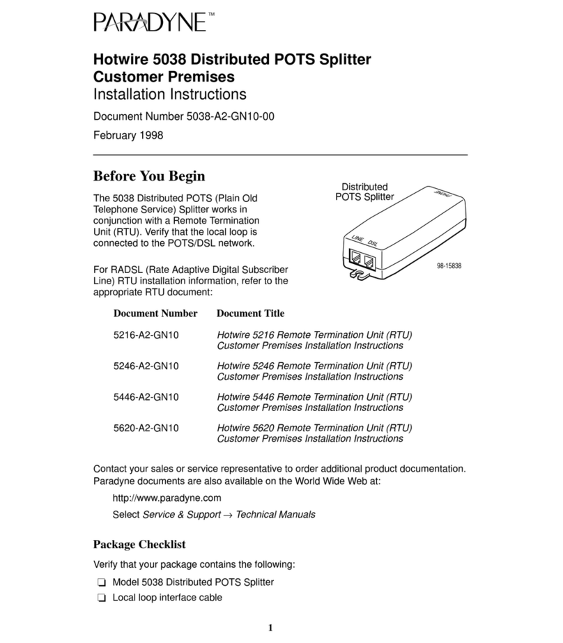 Paradyne Hotwire 5038-A1-00 installation instructions
