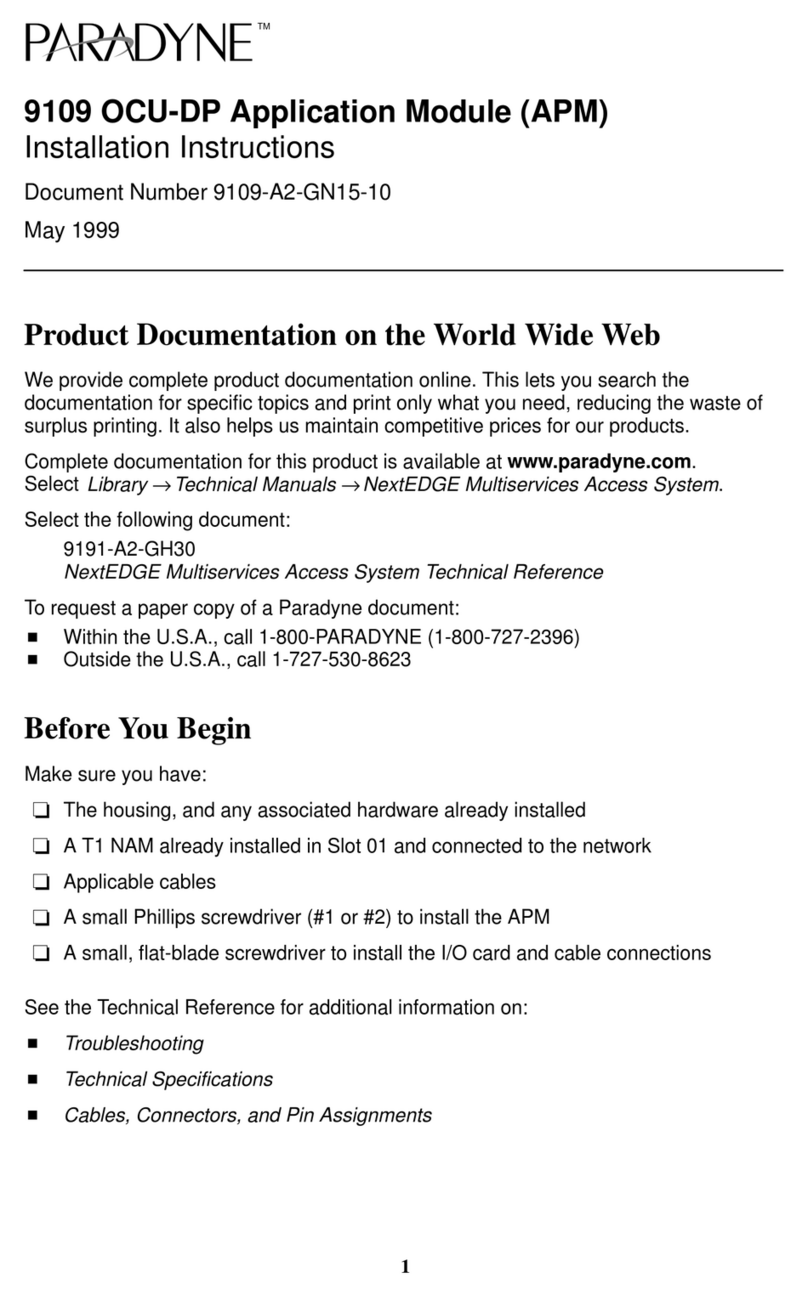 Paradyne Application Module 9109 OCU-DP installation instructions