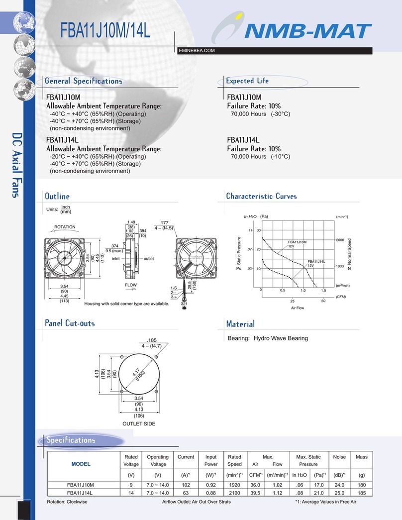 NMB-MAT DC Axial Fans FBA11J10M Specifications