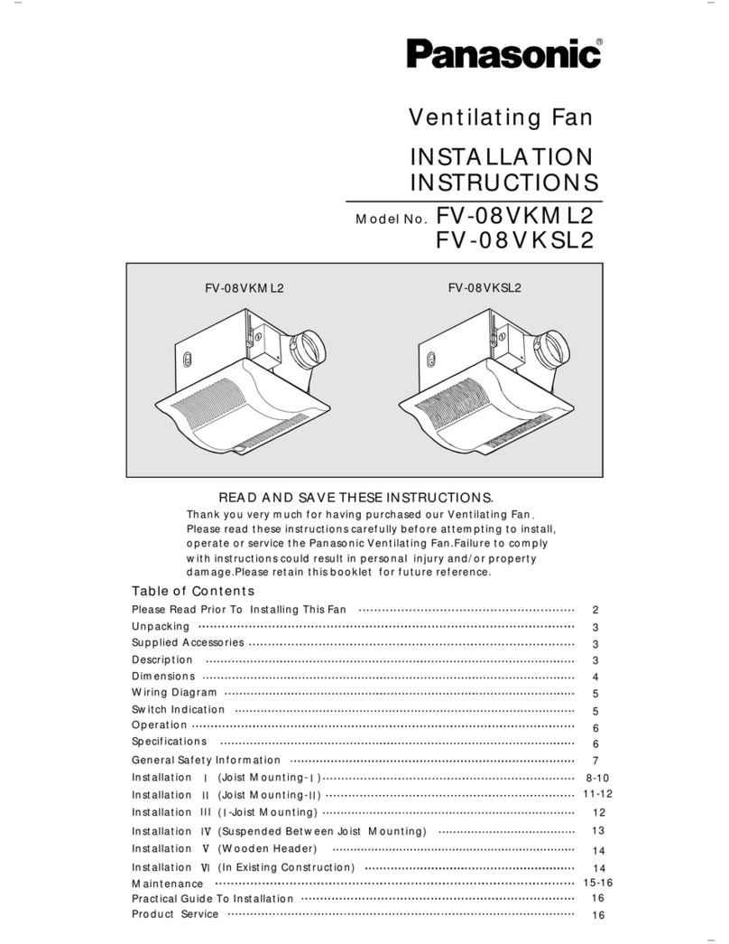 Panasonic Whisper Green-Lite FV-08VKML2 User manual