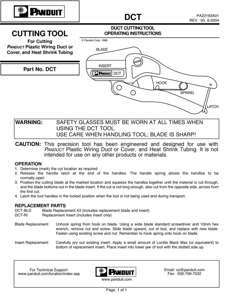 Panduit PA22193A01 operating instructions
