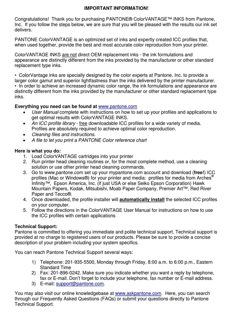 Pantone Printer Accessories user manual