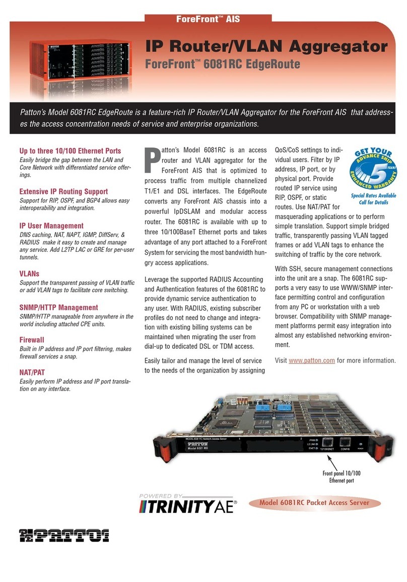 Patton electronics ForeFront 6081RC EdgeRoute Specification sheet