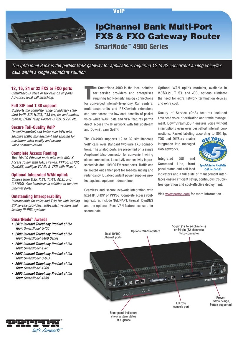 Patton electronics 4900 Series Specification sheet