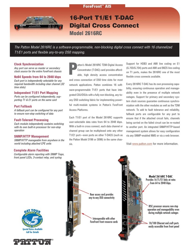 Patton electronics ForeFront 2616RC Specifications Patton electronics ForeFront 2616RC Specifications