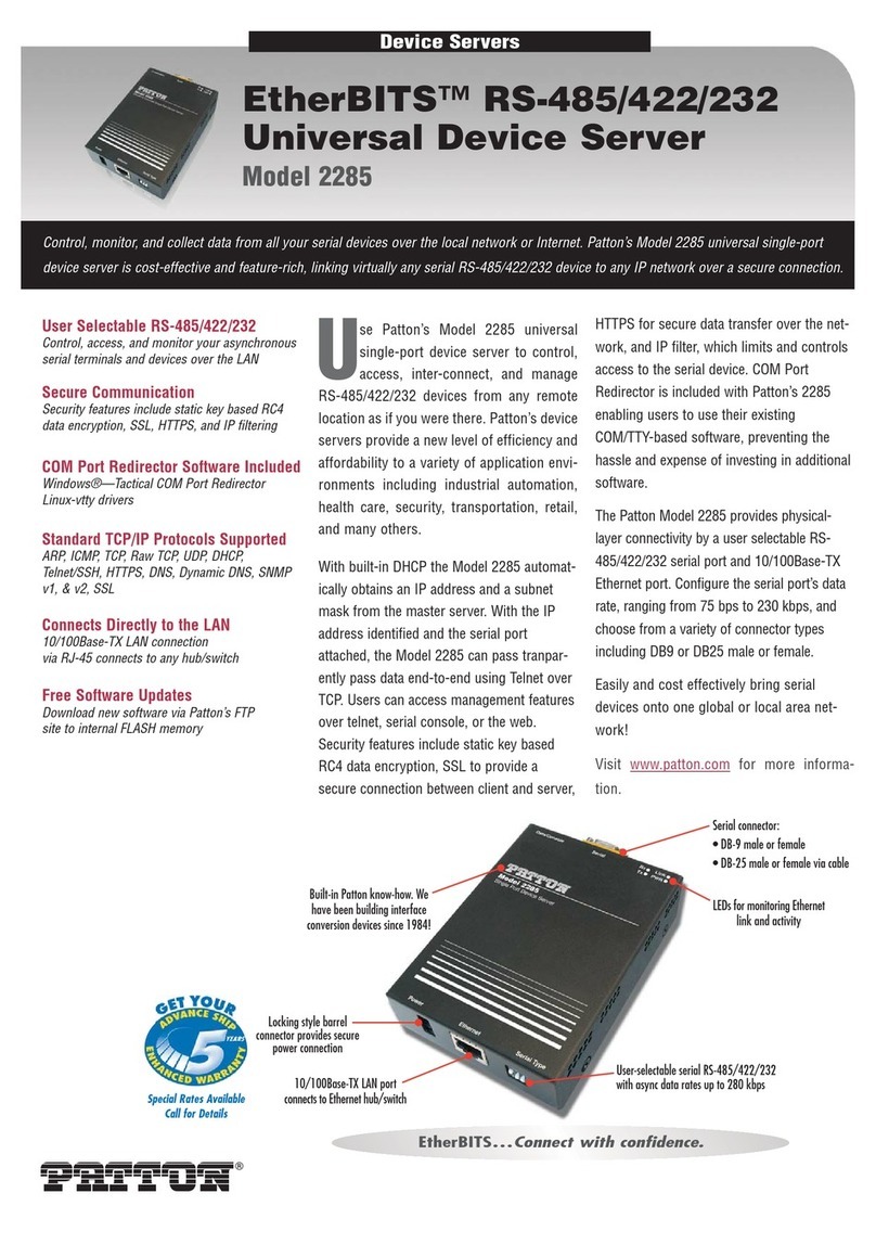 Patton electronics EtherBITS 2285 User manual