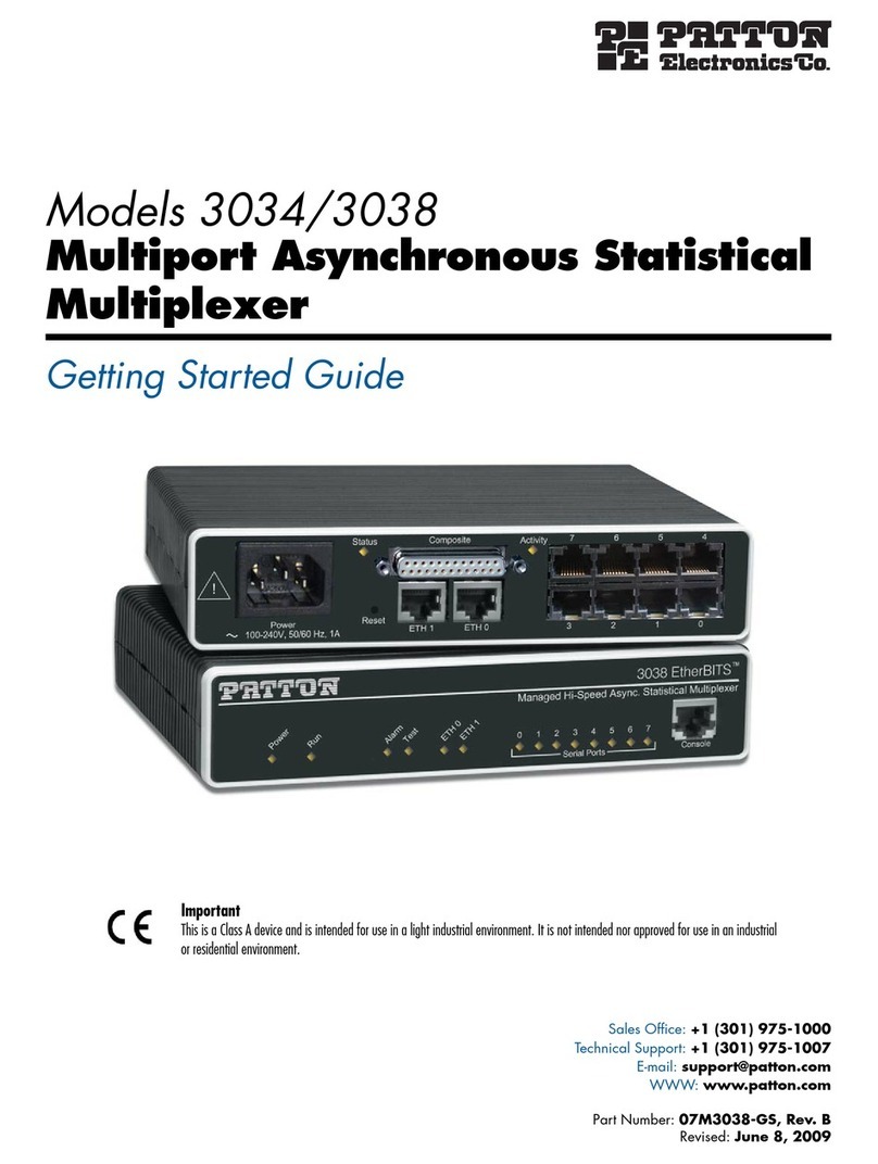 Patton electronics Multiport Asynchronous Statistical Multiplexer... Getting started guide