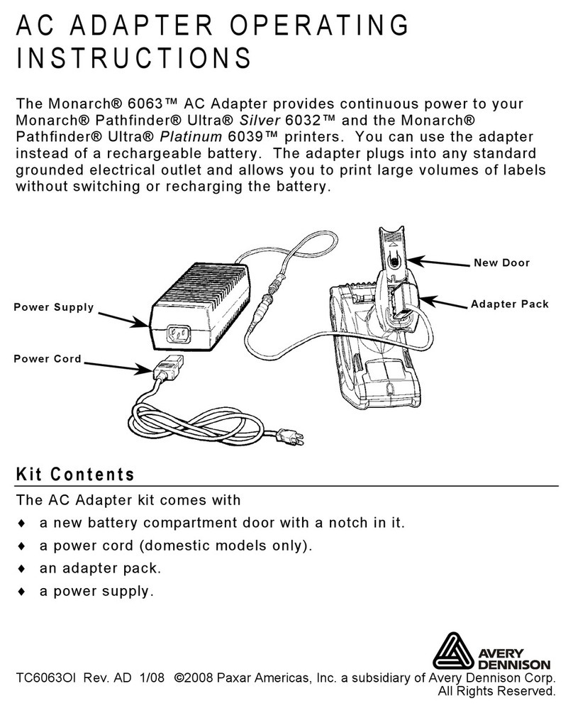 Paxar AC Adapter Monarch 6063TM User manual
