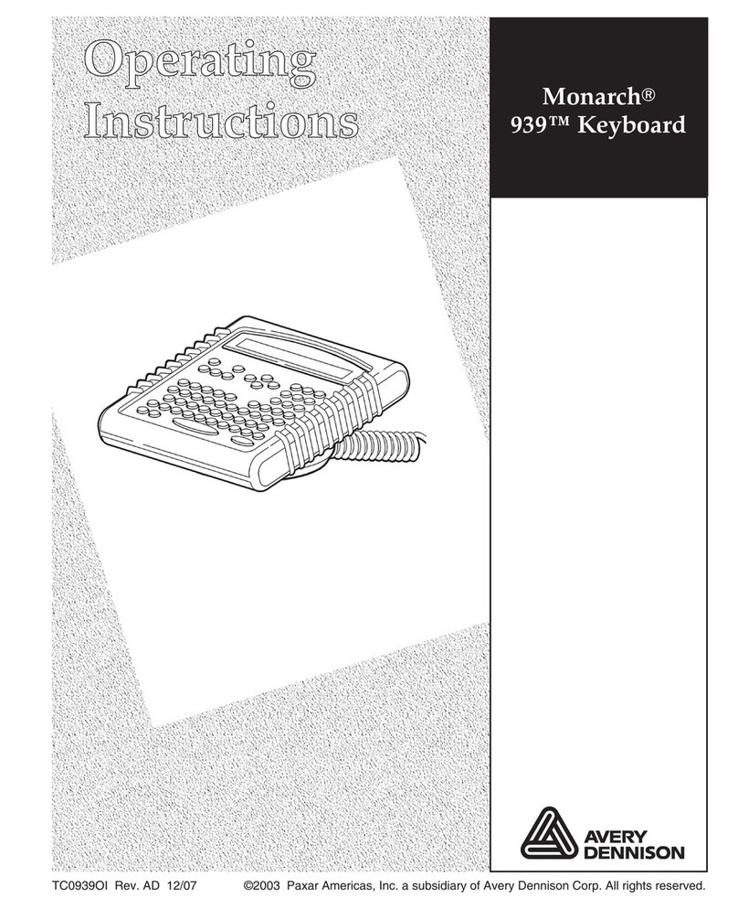 Paxar Monarch 939 operating instructions