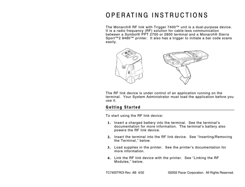 Paxar Monarch PPT 2700 operating instructions