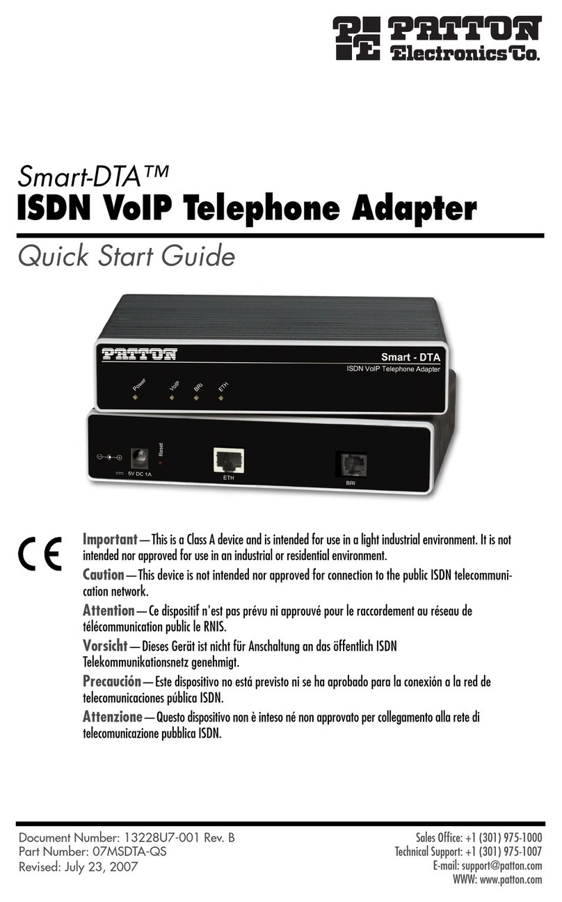 Patton electronics SMART-DTA 07MSDTA-QS quick start guide Patton electronics SMART-DTA 07MSDTA-QS quick start guide