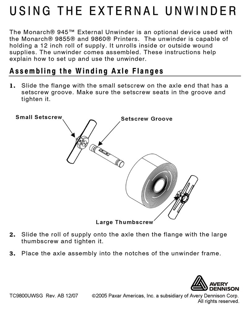 Paxar External Unwinder Monarch 945 product manual