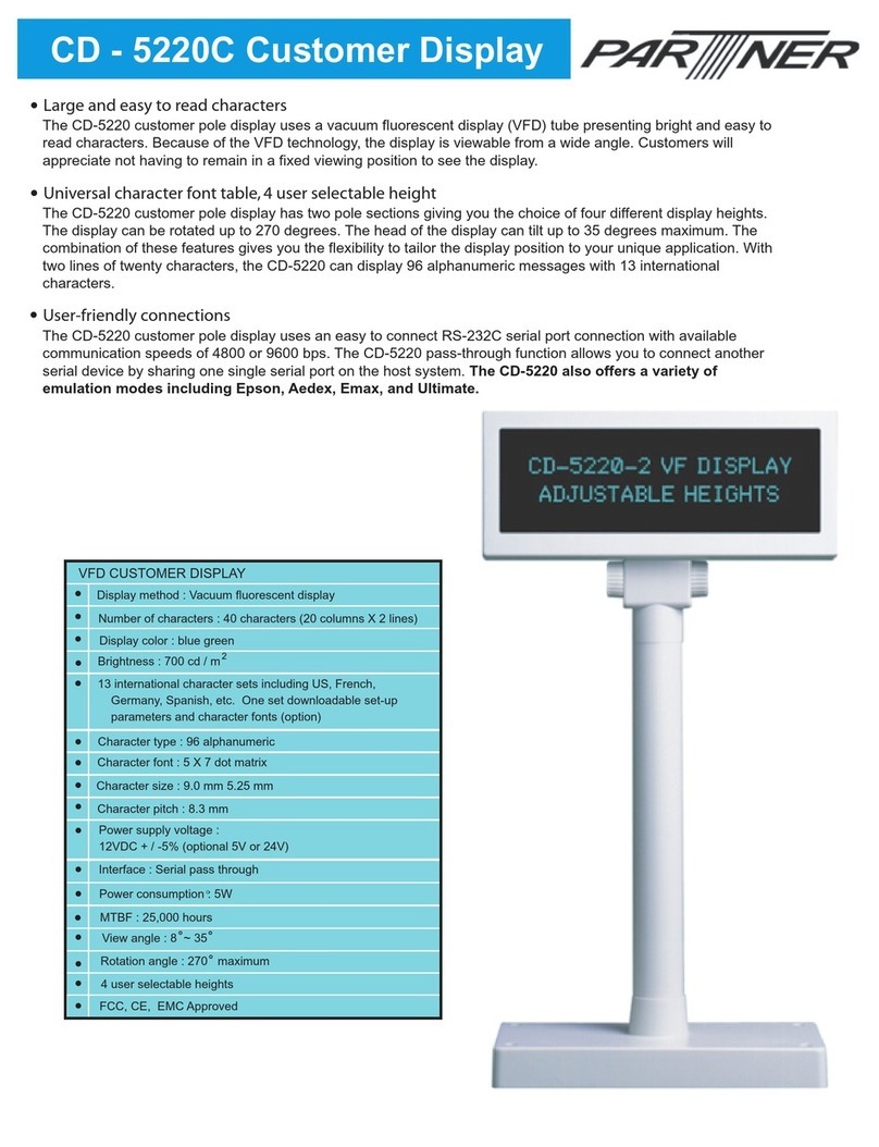 Partner Customer Pole Display CD-5220 User manual