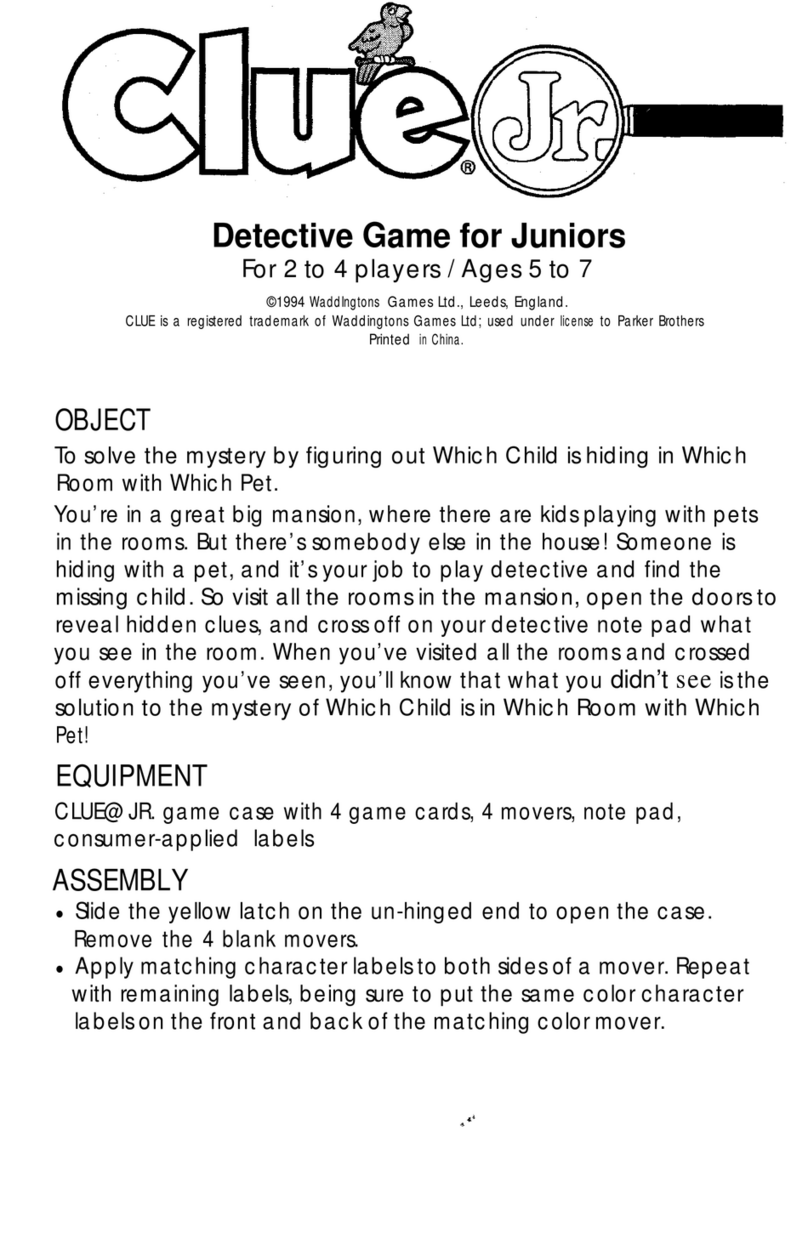 Parker Brothers Clue Jr. Detective Game user manual
