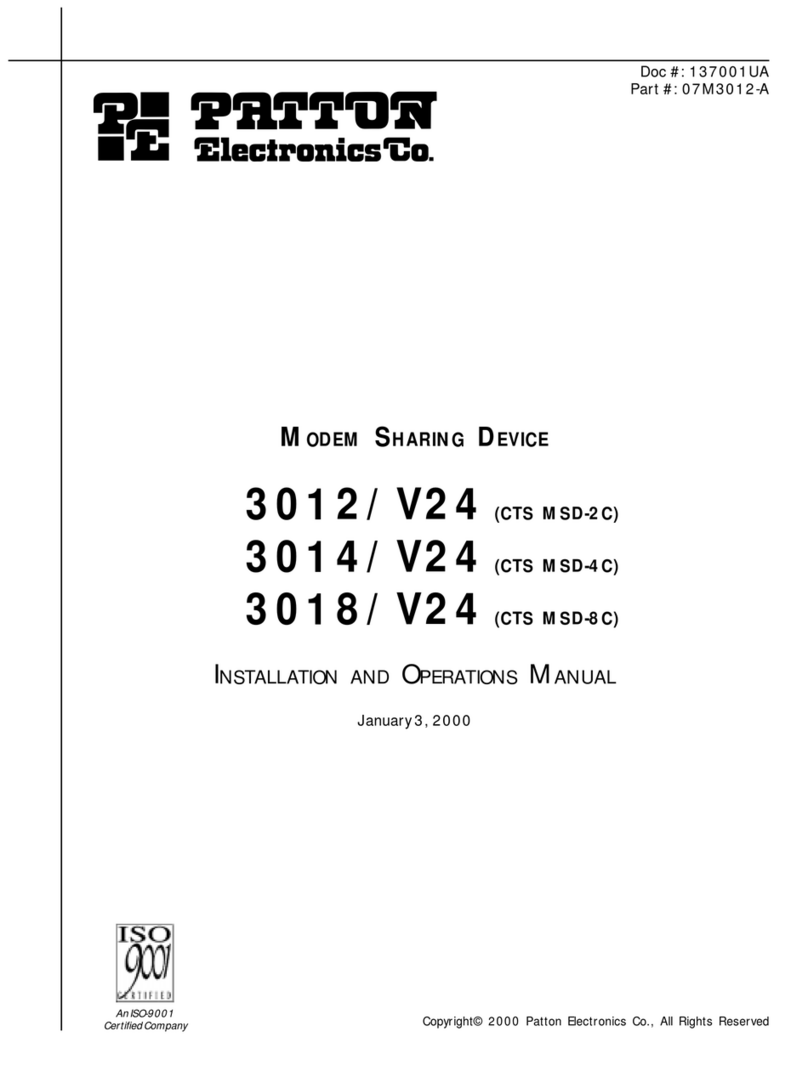 Patton electronics 3012/V24, 3014/V24, 3018/V24 Installation and operation manual