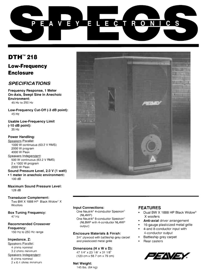 Peavey DTH 218 Specification sheet
