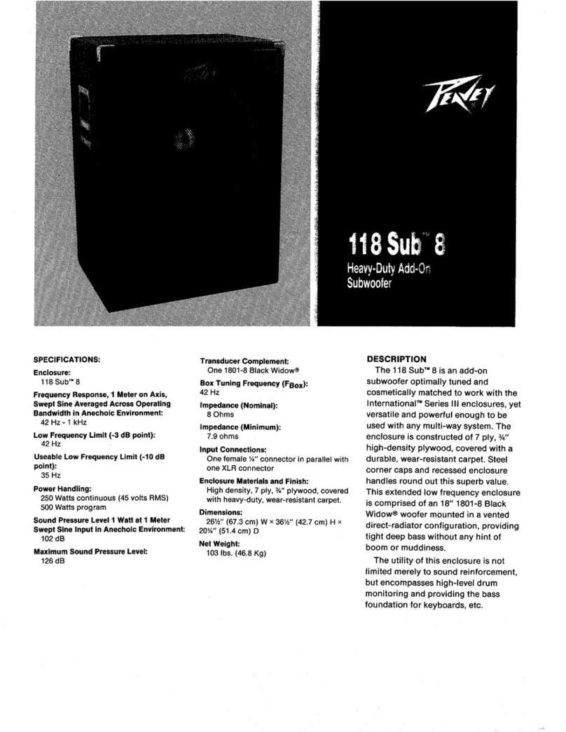 Peavey 118 Sub 8 User manual Peavey 118 Sub 8 User manual