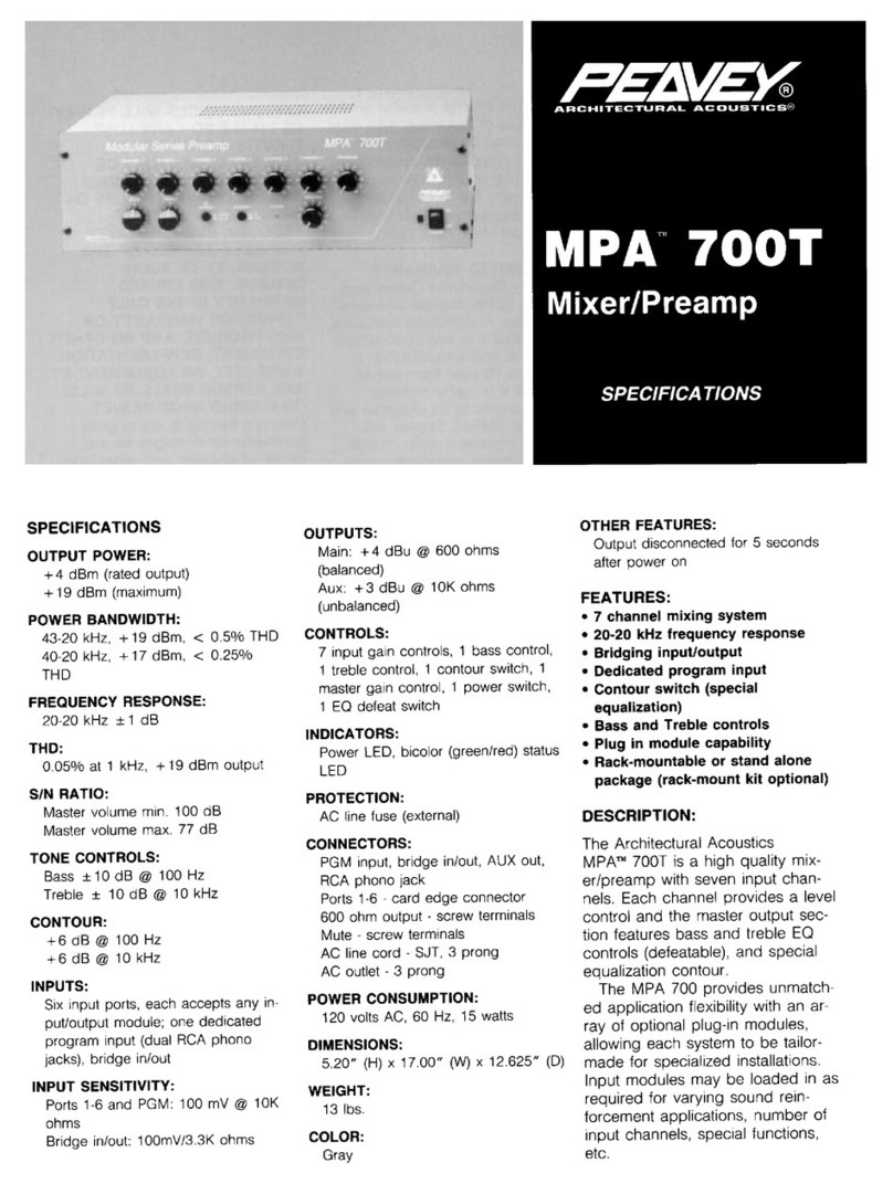 Peavey MPA 700T Specifications