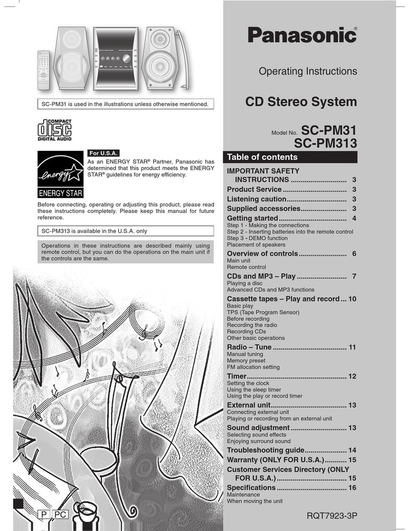 Panasonic SCPM313 - CD MICRO SYSTEM User manual