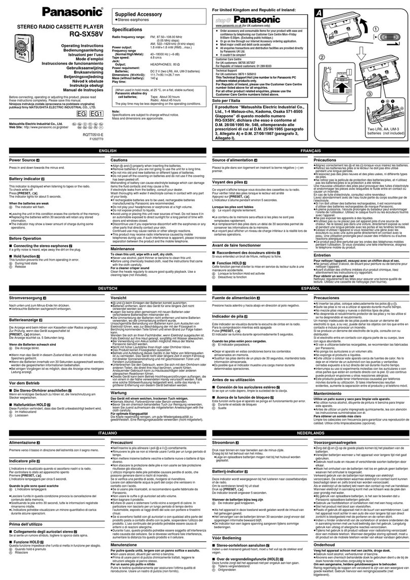 Panasonic RQ-SX58V operating instructions