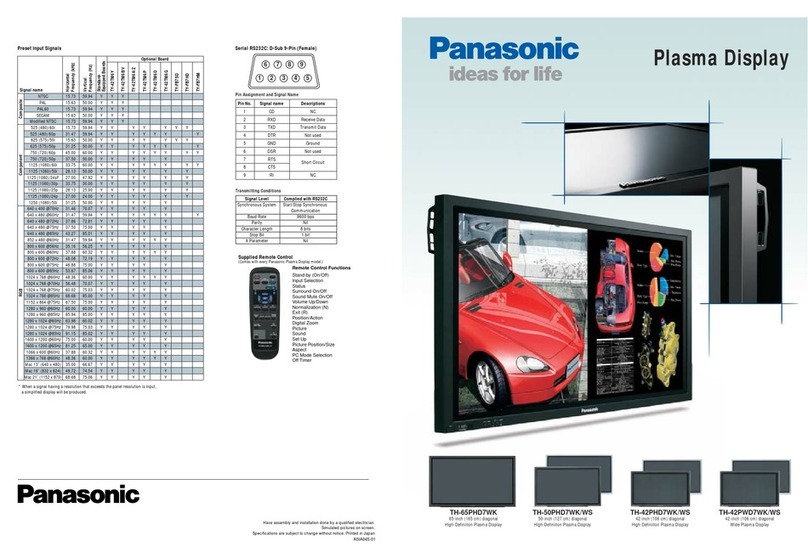 Panasonic TH-42PHD7WK/WS User manual
