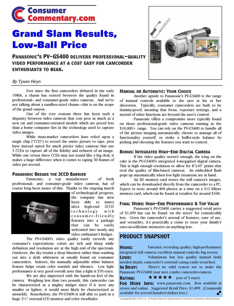 Panasonic Palmcoder Multicam PV-GS400 User manual