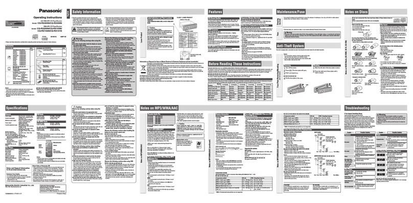Panasonic cq-rx300n operating instructions