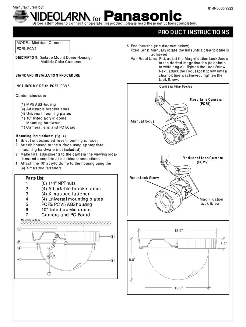 Panasonic VIDEOLARM PCF5 Instruction sheet Panasonic VIDEOLARM PCF5 Instruction sheet