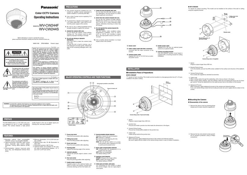 Panasonic WVCW244F - COLOR CAMERA User manual