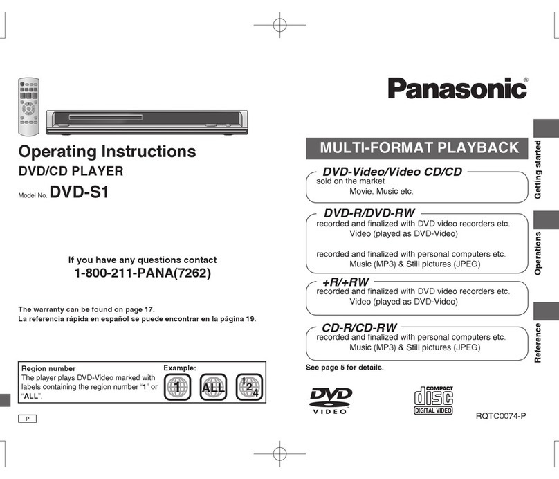 Panasonic DVDS1 - PORTABLE DVD PLAYER User manual