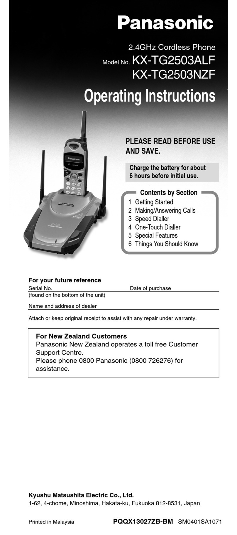Panasonic KX-TG2503NZF User manual