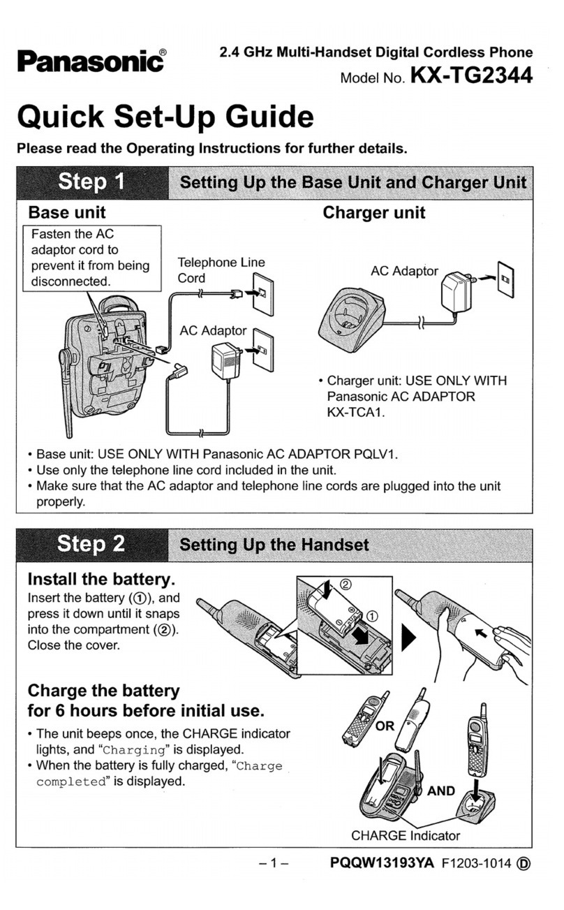 Panasonic KX-TG2344 Quick setup guide