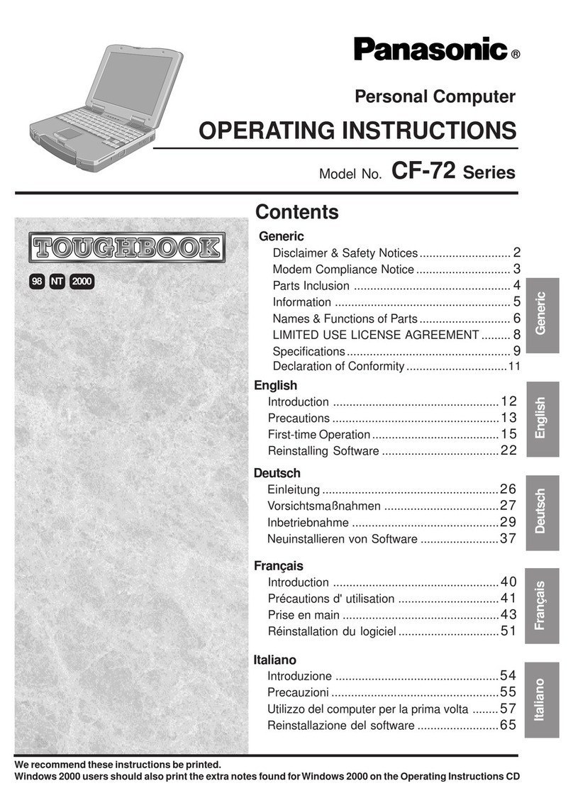 Panasonic ToughBook CF-72 Series operating instructions