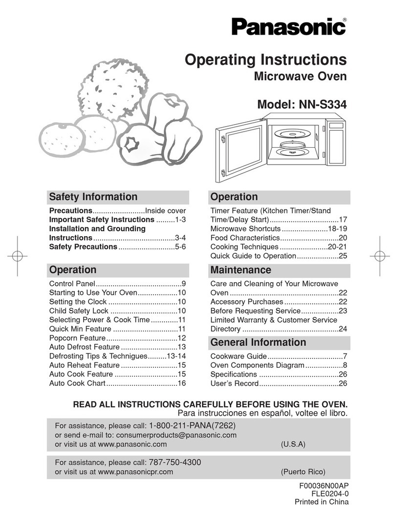 Panasonic NNS334 - MICROWAVE -0.8 CU.FT User manual